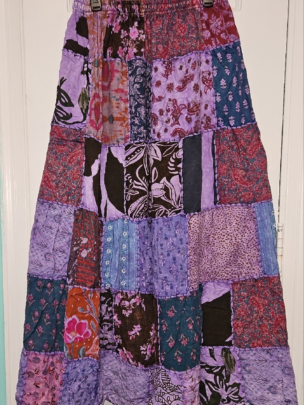 Patchwork Boho Maxi Skirt - Purple Multi - Picture 6 of 7